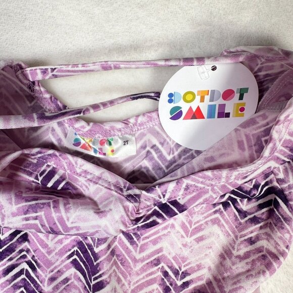 Dot Dot Smile Girls Dress Purple Pink Chevron Ballet Ballerina Crisscross 2T - Picture 2 of 7